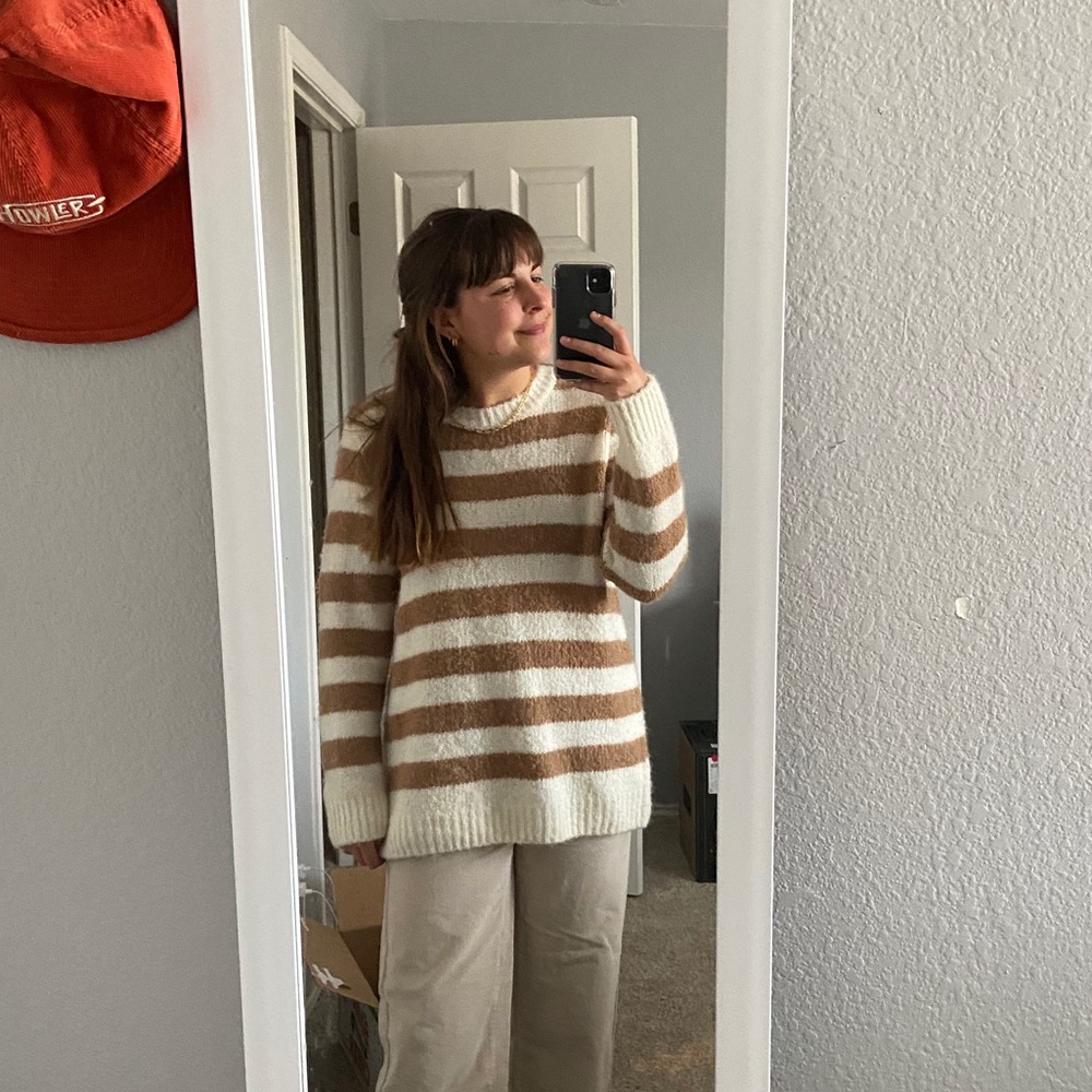 Cozy Lou & grey striped sweater